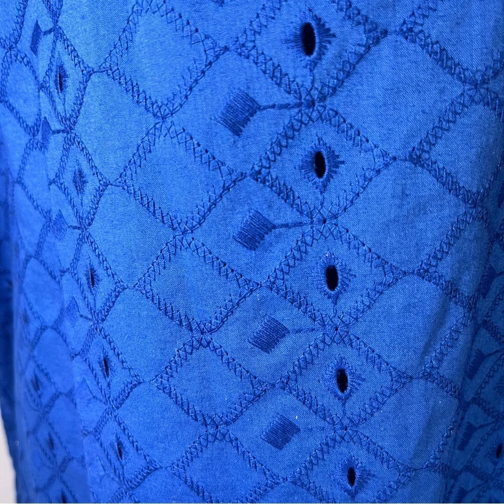 Cabana Life Embroidered Eyelet Halter Dress Blue Size Small Beach‎ Resort Vacay - Picture 9 of 9